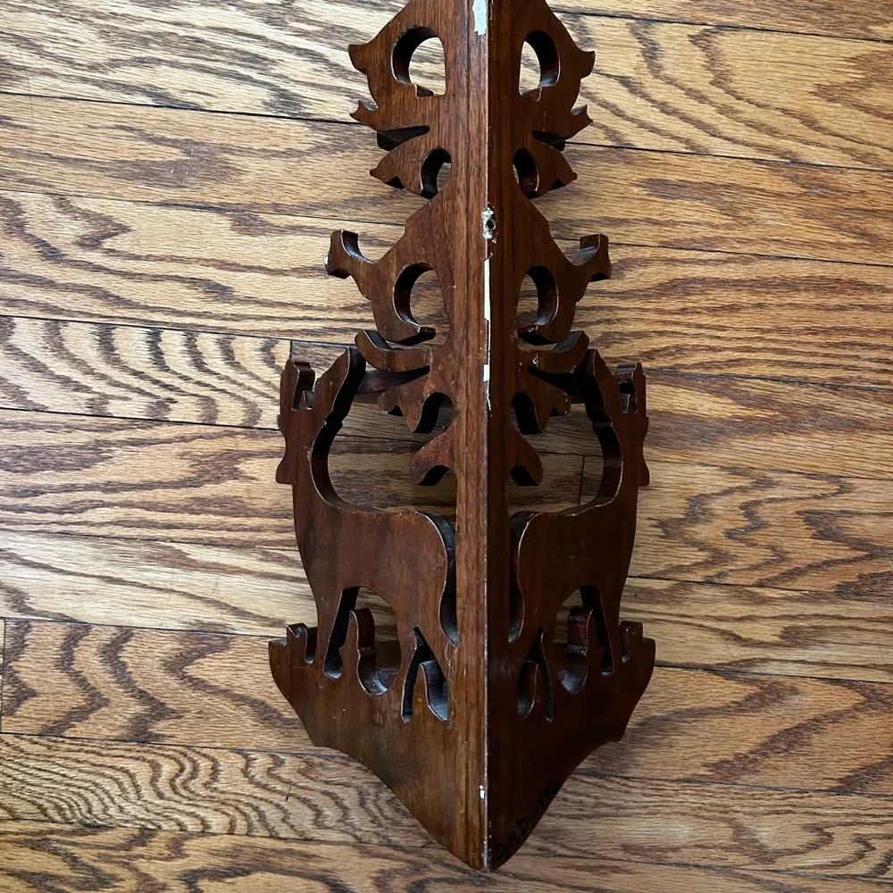 Rustic Bavarian Wood Corner Shelf